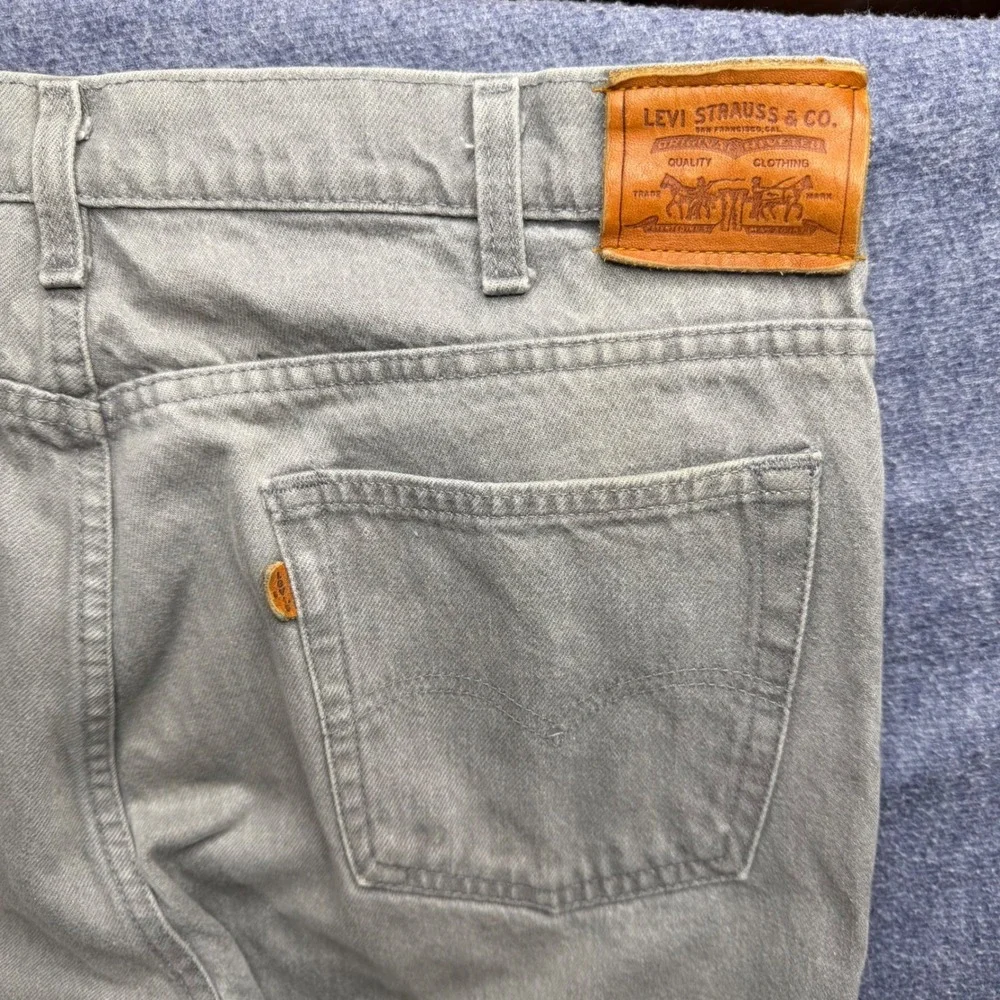 Vintage Levis 505 Orange Tab Jeans Mens 38x34 Sage Green USA Straight Leg Stain